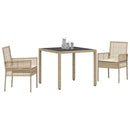 Have Spisebordssæt 3 pcs Beige polyrattan