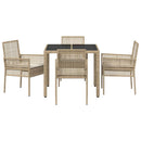 Have Spisebordssæt 5 pcs Beige polyrattan