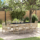 Have Spisebordssæt 9 pcs Beige polyrattan