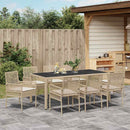 Have Spisebordssæt 9 pcs Beige polyrattan