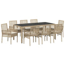 Have Spisebordssæt 9 pcs Beige polyrattan