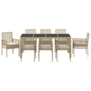 Have Spisebordssæt 9 pcs Beige polyrattan