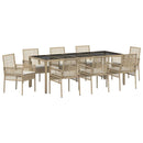 Have Spisebordssæt 9 pcs Beige polyrattan