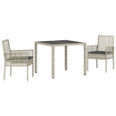 Have Spisebordssæt 3 pcs Lysegrå polyrattan