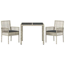 Have Spisebordssæt 3 pcs Lysegrå polyrattan