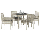 Have Spisebordssæt 5 pcs Lysegrå polyrattan