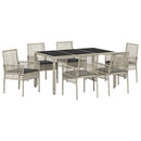 Have Spisebordssæt 7 pcs Lysegrå polyrattan