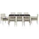 Have Spisebordssæt 9 pcs Lysegrå polyrattan