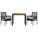 Have Spisebordssæt 3 pcs Sort polyrattan