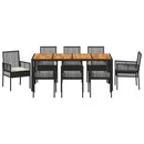 Have Spisebordssæt 9 pcs Sort polyrattan