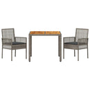 Have Spisebordssæt 3 pcs Grå polyrattan