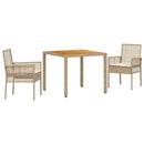Have Spisebordssæt 3 pcs Beige polyrattan
