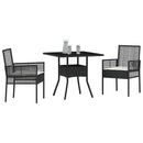 Have Spisebordssæt 3 pcs Sort polyrattan