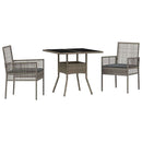 Have Spisebordssæt 3 pcs Grå polyrattan