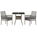 Have Spisebordssæt 3 pcs Grå polyrattan