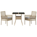 Have Spisebordssæt 3 stk. Beige polyrattan