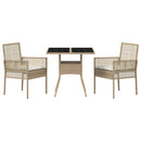 Have Spisebordssæt 3 stk. Beige polyrattan