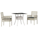 Have Spisebordssæt 3 pcs Lysegrå polyrattan
