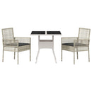 Have Spisebordssæt 3 pcs Lysegrå polyrattan
