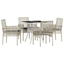 Have Spisebordssæt 5 pcs Lysegrå polyrattan