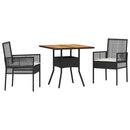 Have Spisebordssæt 3 pcs Sort polyrattan