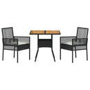 Have Spisebordssæt 3 pcs Sort polyrattan