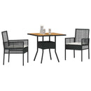 Have Spisebordssæt 3 pcs Sort polyrattan