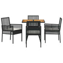 Have Spisebordssæt 5 pcs Sort polyrattan