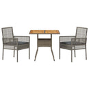 Have Spisebordssæt 3 pcs Grå polyrattan
