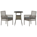 Have Spisebordssæt 3 pcs Grå polyrattan