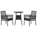 Have Spisebordssæt 3 pcs Sort polyrattan