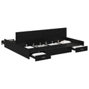 Seng med opbevaring Sort eg 200 x 200 cm Konstrueret træ