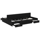 Seng med opbevaring Sort eg 150 x 200 cm Konstrueret træ