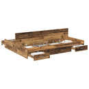 Seng med opbevaring Gammelt træ 140 x 190 cm Konstrueret træ