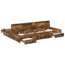 Seng med opbevaring Røget eg 135 x 190 cm Konstrueret træ