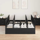 Seng med opbevaring Sort eg 160 x 200 cm Konstrueret træ