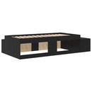 Seng med opbevaring Sort eg 234 x 103 x 53.5 cm Konstrueret træ
