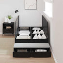 Seng med opbevaring med skuffe Sort eg 75 cm Konstrueret træ