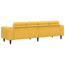 Sofa Lys Gul 250 x 77 x 76 cm Velourstof