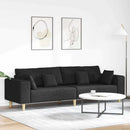 Sofa med pude Sort 250 x 77 x 76 cm Stof