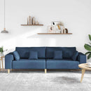 Sofa med pude Blå 250 x 77 x 76 cm Stof