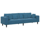 Sofa Blå 250 x 77 x 76 cm Fløjl