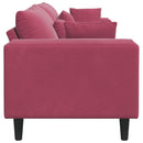 Sofa Vinrød 250 x 77 x 76 cm Fløjl