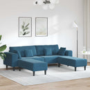 Sofa 3 pcs Blå 250 x 188 x 76 cm Fløjl