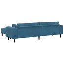 Sofa 3 pcs Blå 250 x 188 x 76 cm Fløjl