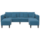 Sofa 3 pcs Blå 250 x 188 x 76 cm Fløjl
