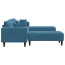 Sofa 3 pcs Blå 250 x 188 x 76 cm Fløjl