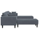 Sofa 3 pcs Mørkegrå 250 x 188 x 76 cm Fløjl