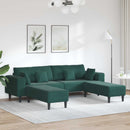 Sofa 3 pcs Mørkegrøn 250 x 188 x 76 cm Fløjl
