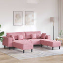 Sofa 3 pcs Lyserød 250 x 188 x 76 cm Fløjl